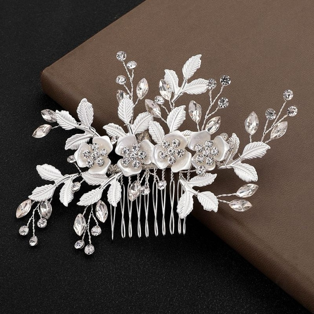 Rhinestone Bridal Hair Comb Pearl Tiaras for Women New Crystal Hairpin Clip - Picture 5 of 8